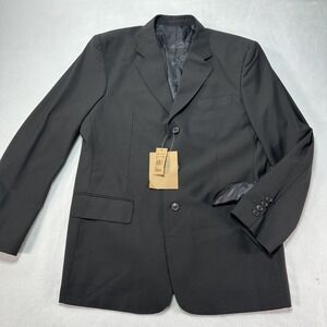 Gianni Collani Blazer Men's 42L Black Wool Blend‎ Suit Jacket Sport Coat Classic